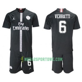 Koszulka Paris Saint-Germain Verratti 6 Jodan Czarny Dziecięcy Trzeci Stroje Piłkarskie 2018/19 Krótki Rękaw